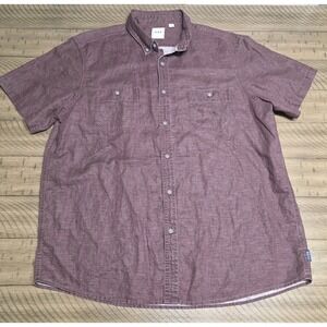 ROWM Men's XL Short Sleeve Button Down Shirt - Maroon/Burgundy Stretch - XL